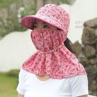 Floral Cover Face Cap Neckline Mask Sunscreen Bucket Hat  Farm Work