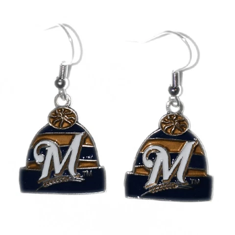 Milwaukee Brewers Knit Hat Earrings Cover