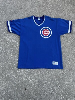 Camisa Azul Visitante Russell Athletic Chicago Cubs Años 80 De Colección Hecha en EE. UU. Talla XL 23 X 29 Foto 1 de 4