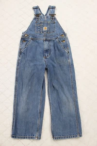 Carhartt master cloth sanforized boys youth size 5 blue denim overall bib - Picture 1 of 13