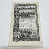 1499 RARE Incunabula Book Of Hours BoH Leaf - Medieval Renaissance Era Vellum