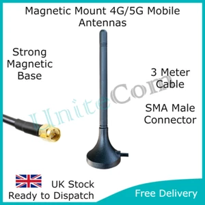 Antenna montaggio magnetico 4G/5G router a banda larga booster SMA Huawei B315 B715 B535 - Foto 1 di 4
