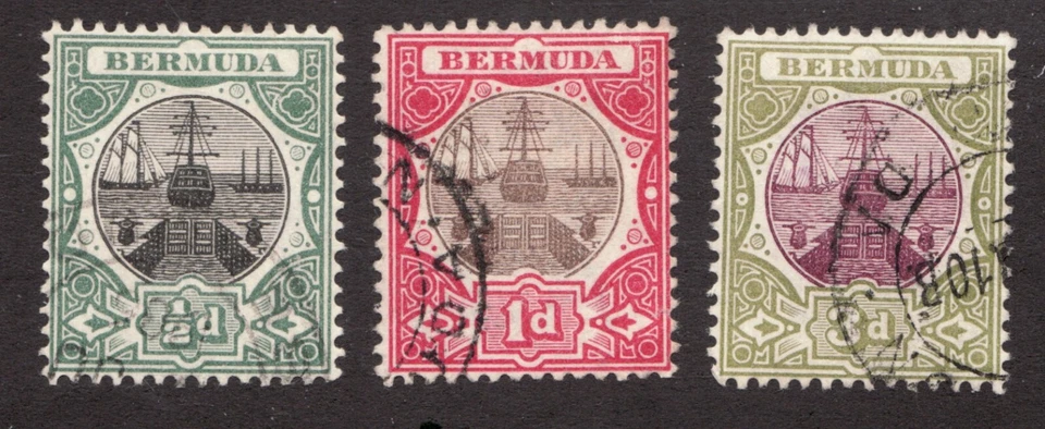 Bermuda Sc# 28-30 1902-03 - KEVII, veleros en dique seco. Cv$8,35 usado Foto 1 de 1