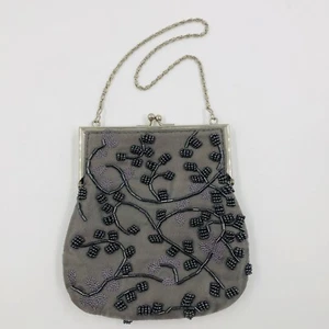 Vtg Harold Powell Kiss Lock Beaded Embroidered Design Flower Evening Purse - Picture 1 of 10