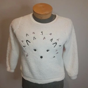 Girl's Fuzzy Sherpa Pullover Sweater Cat Animal Face Size XL 16 NWT $32 - Picture 1 of 7