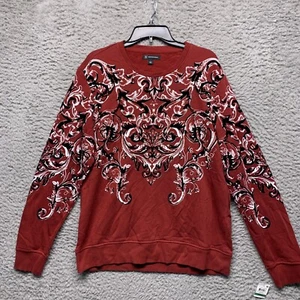 INC Sweatshirt Mens Large L Long Sleeve Red Pullover velved decor - Foto 1 di 5