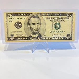 Series 2003 $5 Dollar Bill *F* (DK74725768A) Rare Old US Paper Currency - Picture 1 of 2