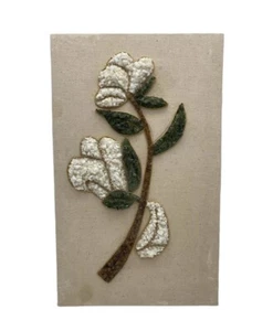 Arte de pared moderno de mediados de siglo con guijarro grava flores de roca MCM cuadro floral años 70 - Imagen 1 de 22