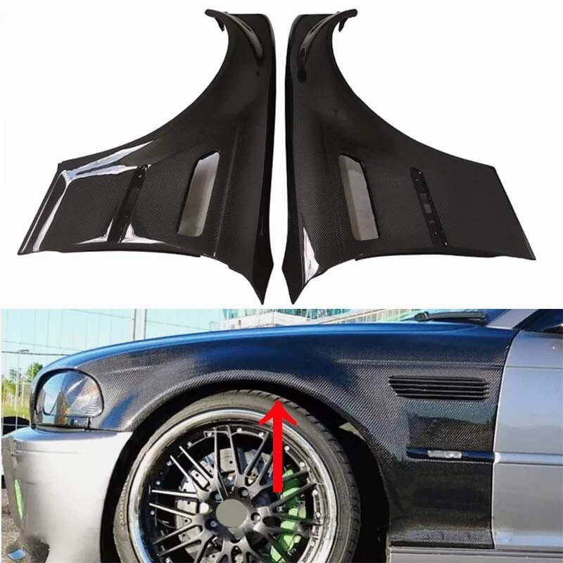 Cubierta de panel de guardabarros de ventilación frontal de fibra de carbono real para BMW M3 E46 2001-2006 Foto 1 de 4