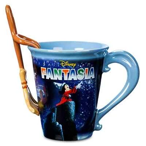 Disney Parks FANTASIA 85th Anniversary Sorcerer Ceramic Mug Broom stir set - Picture 1 of 4