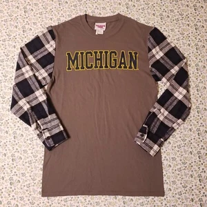Tailgate Tees L/S Shirt Mens Adult Small S Charcoal Gray Michigan Wolverines - Picture 1 of 11