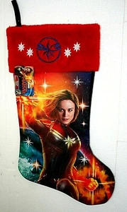 Calza Festività Natalizie Fumetti Captain Marvel Logo Fiocco di Neve Nuova Etichette - Foto 1 di 2