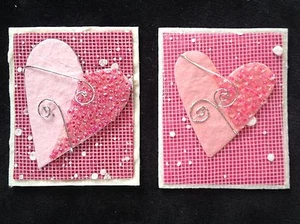 2 Valentine Sweetheart Card Toppers hearts wedding Baby girl Cards gift bag pink - Bild 1 von 4