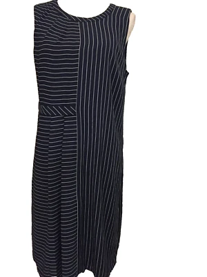 Vestido Christopher & Banks, Talla 10, Sin Mangas, Rayas Azul Marino/Blanco, Forrado Foto 1 de 4