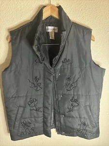 Newport News, Chaleco acolchado bordado negro talla M - Imagen 1 de 8