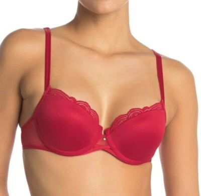 Chantelle Pyramide Lace-Trim Smooth Demi Bra sz 30DD / EU 65E  red 1462 - Image 1 of 4