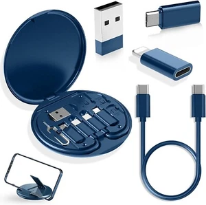 Kit Adaptador Multi USB C Micro USB Tipo C Adaptador Cable de Carga con Caja, Azul - Imagen 1 de 6