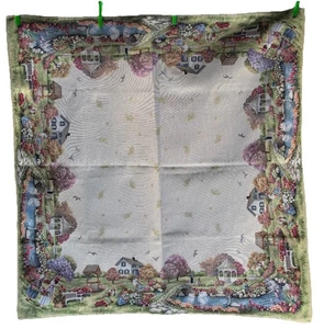 Marion Jacquard Tapestry Gobelin style 37.5” square Tablecloth Pastoral Scene - Picture 1 of 6