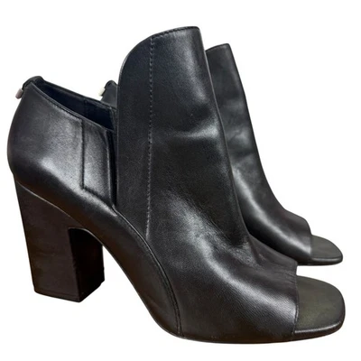 Calvin Klein Remy Leather Block Chunky High Heel Ankle Booties Boots Shoes 9.5 - Image 1 of 4