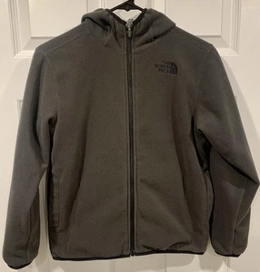The North Face Jungen Medium 10/12 Regen Fleece Jacke Kapuze schwarz grau wendbar - Bild 1 von 6