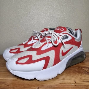 Nike Air Max 200 Herren 8,5 Weiß Rot Sport Trainer Sneaker Schuhe Mesh Wildleder - Bild 1 von 15