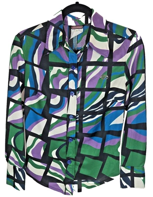 Camisa De Colección Y2K Para Mujer Diesel M Estampado Psicodélico Abotonada Manga Larga Retro Foto 1 de 4