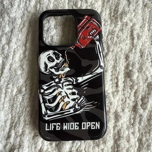 CboysTV Life Wide Open Black iPhone 15 Pro Case Gas Guzzling Skeleton - Picture 1 of 6
