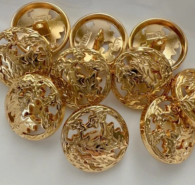 10PC Gold Leave Vines Metal Buttons Shank Buttons For Crafts Sewing Clothes 18mm - Image 1 of 3