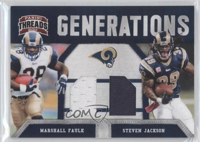 2011 Panini Threads Generations Materials /230 Marshall Faulk Steven Jackson HOF - Image 1 of 2