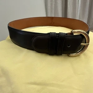 VTG Coach WIDE Navy Glove Tanned Leather Belt 8500 Brass Buckle Women's - Picture 1 of 7