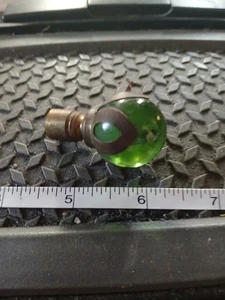 Vintage Dark Green Clear Glass on Brass Lamp Finial Deco Marble Ball - Picture 1 of 2