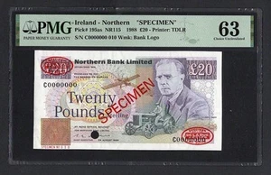 Northern Ireland 20 Pounds 24-8-1988 P195as "Specimen" Uncirculated Grade 63 - Picture 1 of 2