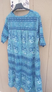 Abito The Vermont Country Store Muumuu Casual Grannycore XL Blu Verde - Foto 1 di 2