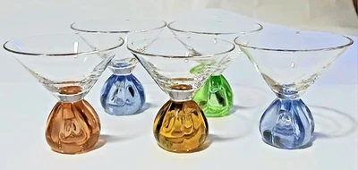 Juego de 5 Base de perilla de burbuja de color sin tallo de vidrio Martini Cosmo vintage años 50 60 Foto 1 de 4