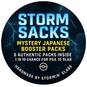 ⚡️Stormin’ Slabs Mystery Sack – 6 Japanese Packs + 1:10 Chance PSA 10 Pokémon⚡️ - Picture 1 of 3