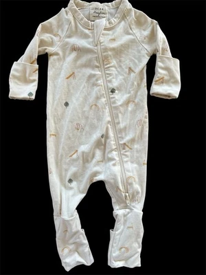 Dear Hayden (Portugal) Ivory “Playground” Tencel Dual Zip Coverall-Newborn - Image 1 of 4