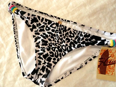 Hobie Hipster Bikini Swim Bottom Sz XL Black White Animal Check Butterfly Print - Image 1 of 3