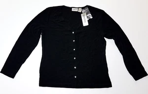Chico's Travelers Jacket Women Sz 2 Black Button Up Acetate Stretch Long Sleeve - Picture 1 of 14