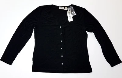 Chico's Travelers Jacket Women Sz 2 Black Button Up Acetate Stretch Long Sleeve - Image 1 of 4