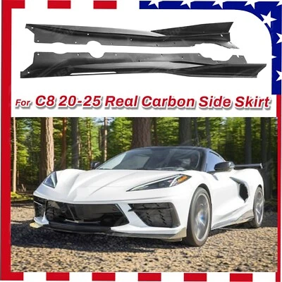 Alerones de extensión de faldones laterales negros brillantes para Chevrolet Corvette C8 2020-2025 Foto 1 de 4