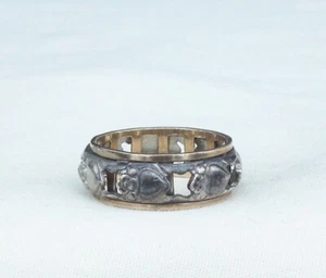 Vintage 10 K Gold Filled & Sterling Wedding Ring with heart Motif T - Picture 1 of 6