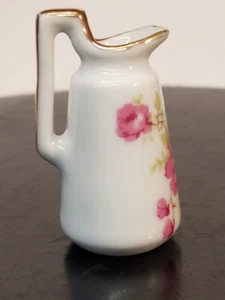 Limoges Pitcher Roses with Gold Trim Miniature 1-3/4 inch tall - Picture 1 of 10