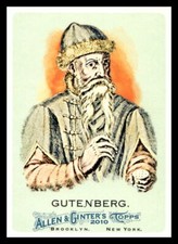 2010 Topps Allen & Ginter 129 Johannes Gutenberg Baseball Card