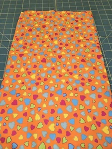 Multicolor Hearts on Orange 2yds+3"cut - Picture 1 of 2