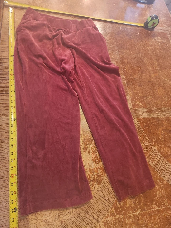 Nicole Miller Velvet Maroon Pull-On Pants Pockets Stretch Straight Medium #S121 - Image 1 of 3