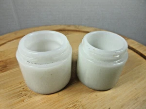 vintage lot 2 cream medicine round milk glass jars bottles unbranded retro decor - Picture 1 of 11