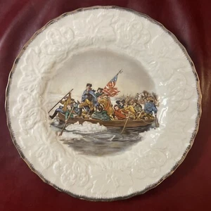 VINTAGE WASHINGTON CROSSING THE DELAWARE PLATE BY ALFRED MEAKIN ENGLAND - Picture 1 of 3