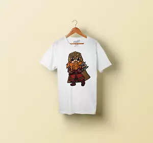 Lord Of The Rings Gimli Chibi T-Shirt Custom Made Black White Adults - Picture 1 of 4