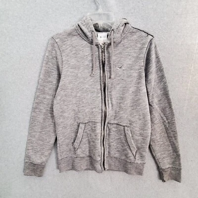 Hollister Mujer Ropa Activa Sudadera con Capucha Pequeña Gris Cremallera Completa Bordado Logo LEER Foto 1 de 4
