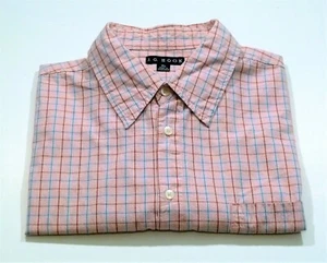 J.G. Hook 100% Cotton Mens XL Beautiful Pink Blue & Red Plaid Shirt With Pocket - Picture 1 of 4